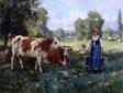 unknow artist Cow and Woman France oil painting art